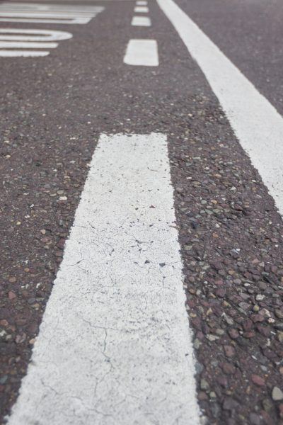 Road marking on road surface, full frame